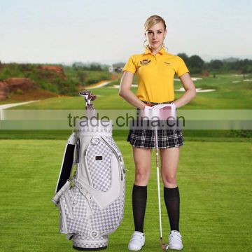 white solid color flower pu customization golf bag/hi xsn brown black fancy printed golf bag/ custom made golf bag