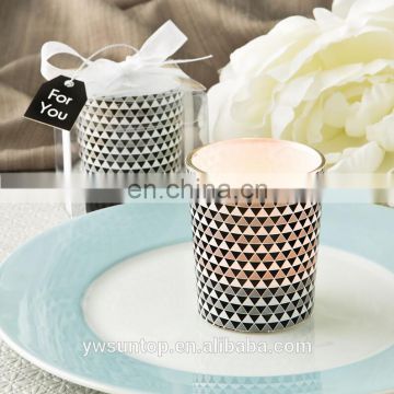 Modern Graphic Design Votive Holder In Silver Wedding decoration Party Gift Glass Candle
