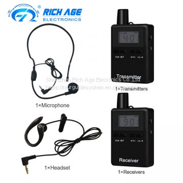 RC 2408 two way wireless tour gudie system with lanyard and Microphone & Earophone