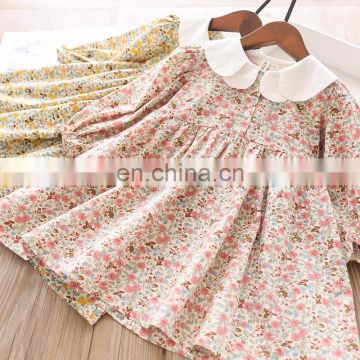 children clothes Spring and Autumn White Petal Collar Floral Dress Girls' Skirts Kids