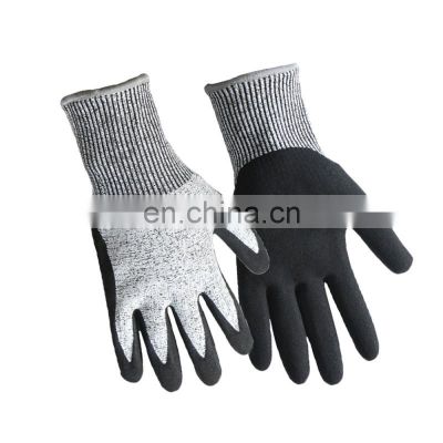 En388 4544 Safety Glove Cut Resistant Safety Work Glove Nitrile sandy coated Level 5 for Construction Industry