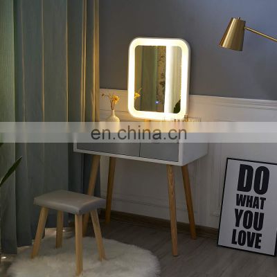 Vanity Table Set with Adjustable Brightness Mirror