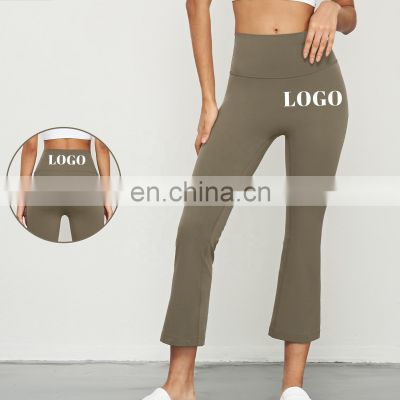 Flare High Waist Sports Leggings Custom Logo Peach Butt Gym Fitness Yoga Pants 80Nylon 20Spandex