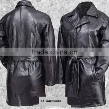 Leather overcoat