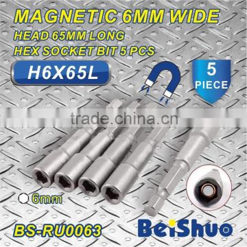 BS-RU0063 5 pc magnetic hex socket bit