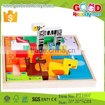2015 New Products Wooden Animal Block Puzzle Toy Children Game