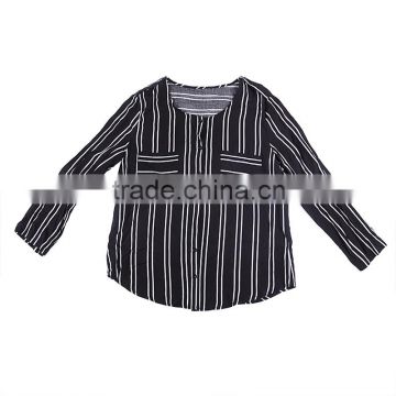 Strips girls tops shirt blouses designs dress/female apparel manufacturers