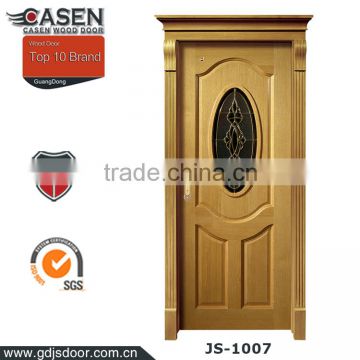 commercial unfinished arched solid teak wood oval glass entry door
