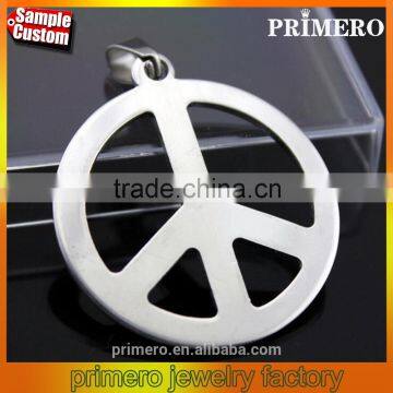 Men Stainless Steel Peace Sign Symbol Pendant Chain Charm Long Necklace 36*40MM