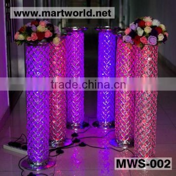 40inches Wedding Aisle silver LED RGB light wedding stages crystal pillars ,wedding stage crystal pillars
