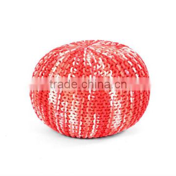 Natural Fibres Multi-colored shaded hand-knitted Pouf