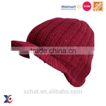 Sedex Factory 100 acrylic knitting pattem sport hat wholesale china