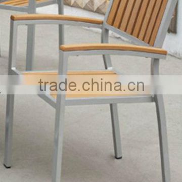 stainless steel wooden garden dining arm chair