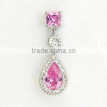 Pink Stone Rhodium Women Pendant