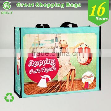Eco friendly glossy laminated recycle shopping bag