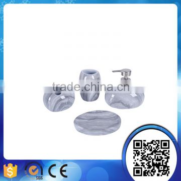 Manufacturer supply fashion customized imitated marble resin bathroom accessories sets