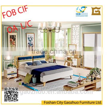 2016 fabric tufted back european style double bed with wooden frame