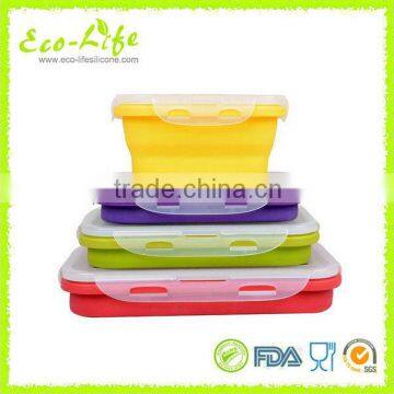 Silicone Collapsible/Foldable Lunch Box Set (350/450/800/1200ML) Food Storage Containers