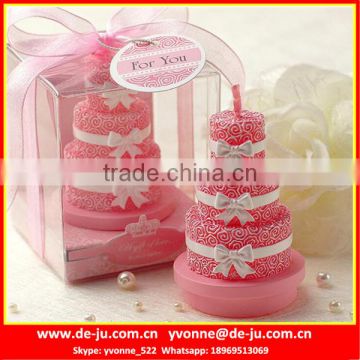 Pink Paraffin Four Layer Cake Shaped Wedding Favors Candle