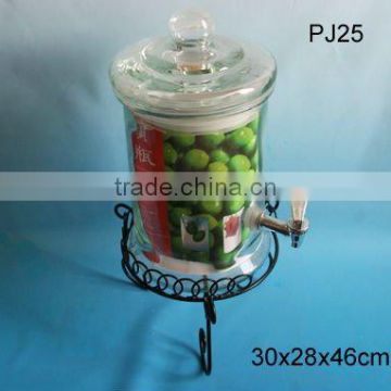 glass wine bottle dispenser with metal stand PJ25