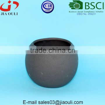 Grey sand surface ceramic Ball shape flower pot