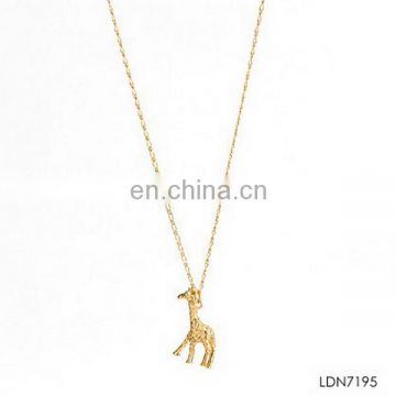 Gold plated cute animal giraffe pendant necklace