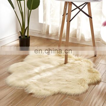 Cute Beige white large faux fur Sheepskin Floor Living Room Rugs