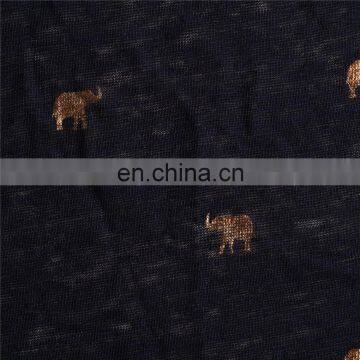 Stock 100% Linen Foil Printed Jersey Fabric