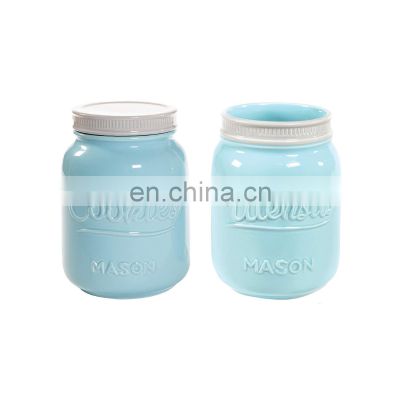 250ml new Factory custom empty decorative mini ball round small wide mouth ceramic mason jar with lid