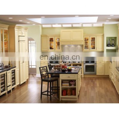 Antique white shaker design bespoke pantry organizer  wooden french kitchen cabinet
