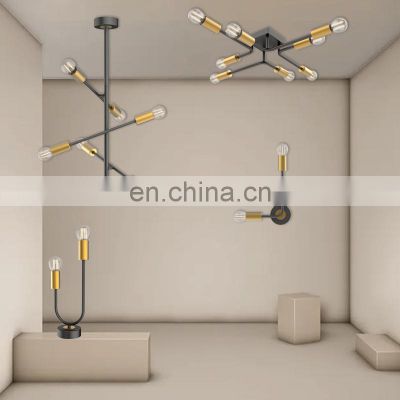 HUAYI New Product Black Movable Light Arm Indoor Living Room Simplicity Contemporary Chandelier Pendant Lamp