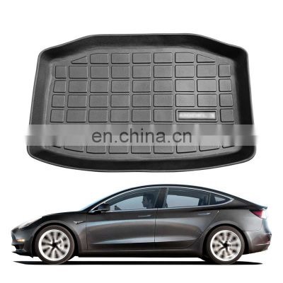 All-Weather TPE Multi-Layer Laser Non Slip Second Layer Rear Trunk Mats Customized For Tesla Model 3 2017-2019
