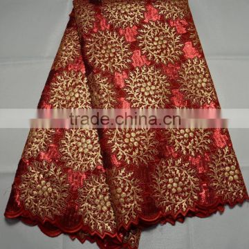 L400-7 last design High quality double organza Korea embroidery lace fabric with many sequnce