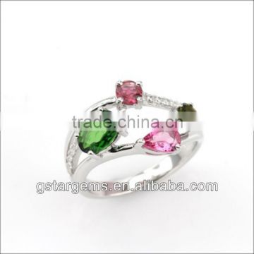 925 Sterling Silver Tourmaline Ring Gemstone Jewelry Hong Kong Wholesale