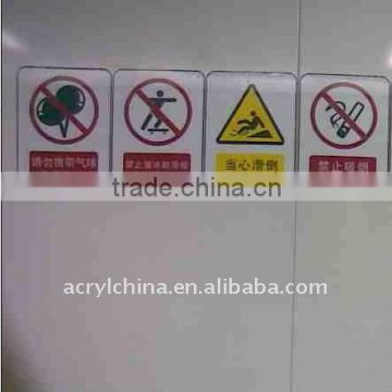 perspex signboard / plexiglass warning sign / notice and sign