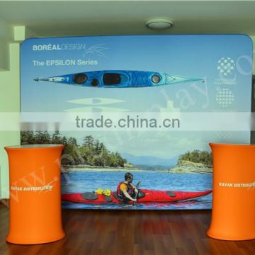 Straight tension fabric graghic display back wall
