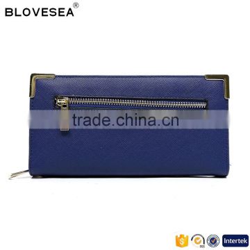 Korean style alligator wallet plain color zipper pocket custom clutch bag PU leather woman wallet