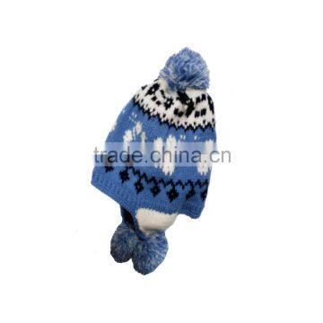 Wholesale cute cotton kintting winter hats for children with balls