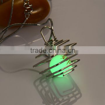 2016 Spring Novelty Luminous Stone Pendant Necklace Wire Wrapped Engraved Name Stone Pendant