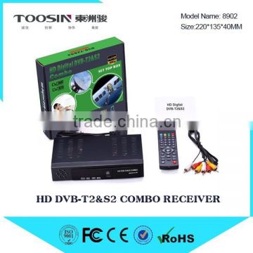 HD fta s2& t2 combo dvb s2 dvb t2 with competitive price with biss usb