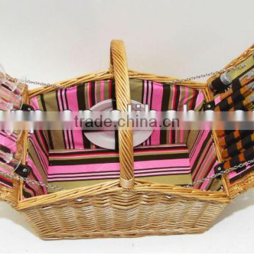 New Wholesale Hot sale wicker picnic basket with lid and handle