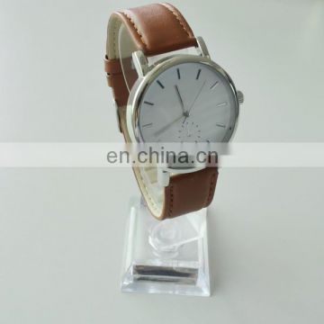 Silver Rim Brown Genuine Leather Women Men Unisex Simple Classic Quartz Watch
