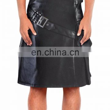 Adjustable Cross Belt Cowhide Leather Kilt for Men