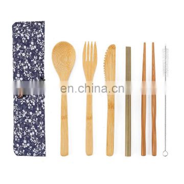 Bamboo Cutlery Set Flatware Set Reusable Portable Utensils Travel Cutlery Set