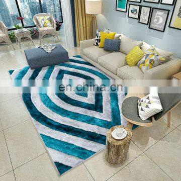 Household modern area living room shaggy silk polyester carpet flooring rolls