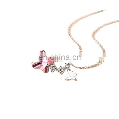 Best Selling High Quality 925 Sterling Silver Butterfly Crystal Pendant Necklace