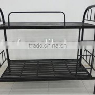 Strong school dormitory metal bunk bed / metal iron bed / two floor metal bed in black storage Chinese beds