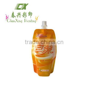 customized shape stand up pouch with spout for soybean milk