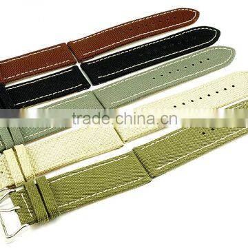 Elegant Genuine Leather Lining Canvas Watch Straps