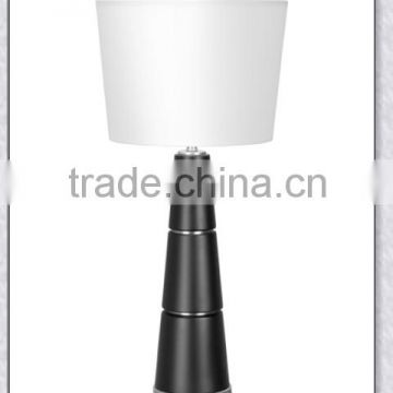 UL Approved Hotel Room Ebony and Brushed Nickel Hotel Beside Lamp With White Fabric Shade XC-H024